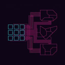 Schematic of a grid of identical modules routed into bespoke shapes